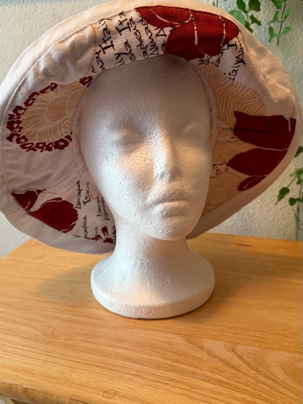 Almaplena 100% Cotton Sun Hat | Italy-Themed Script & Floral Print Wide Brim Hat